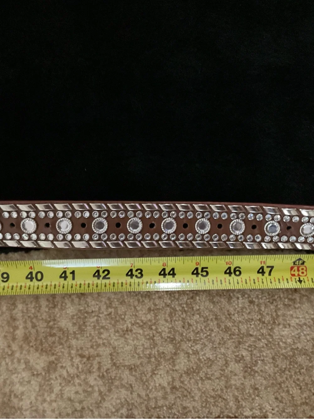 Brown Western Rhinestone Belt with Silver Buckle